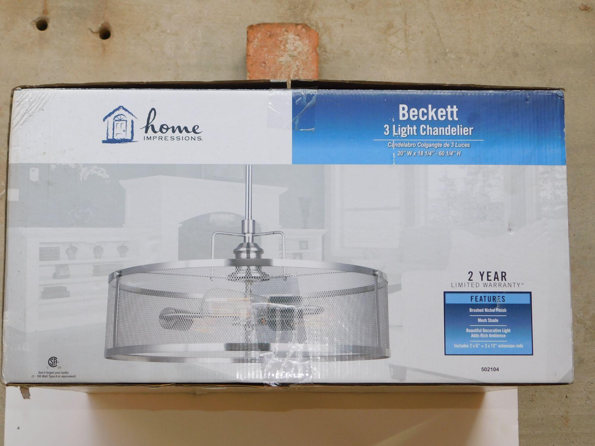 Home Impressions Beckett Silver 3 Light Chandelier - Image 2